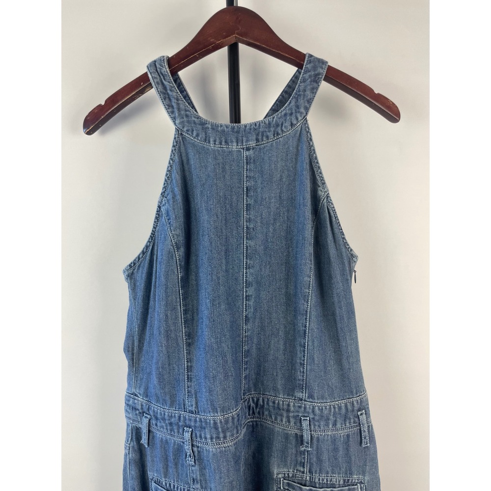 Pilcro Chambray Femme Denim Halter Wide Leg Jumpsuit Retro Blue Women Size 8 - Picture 4 of 16